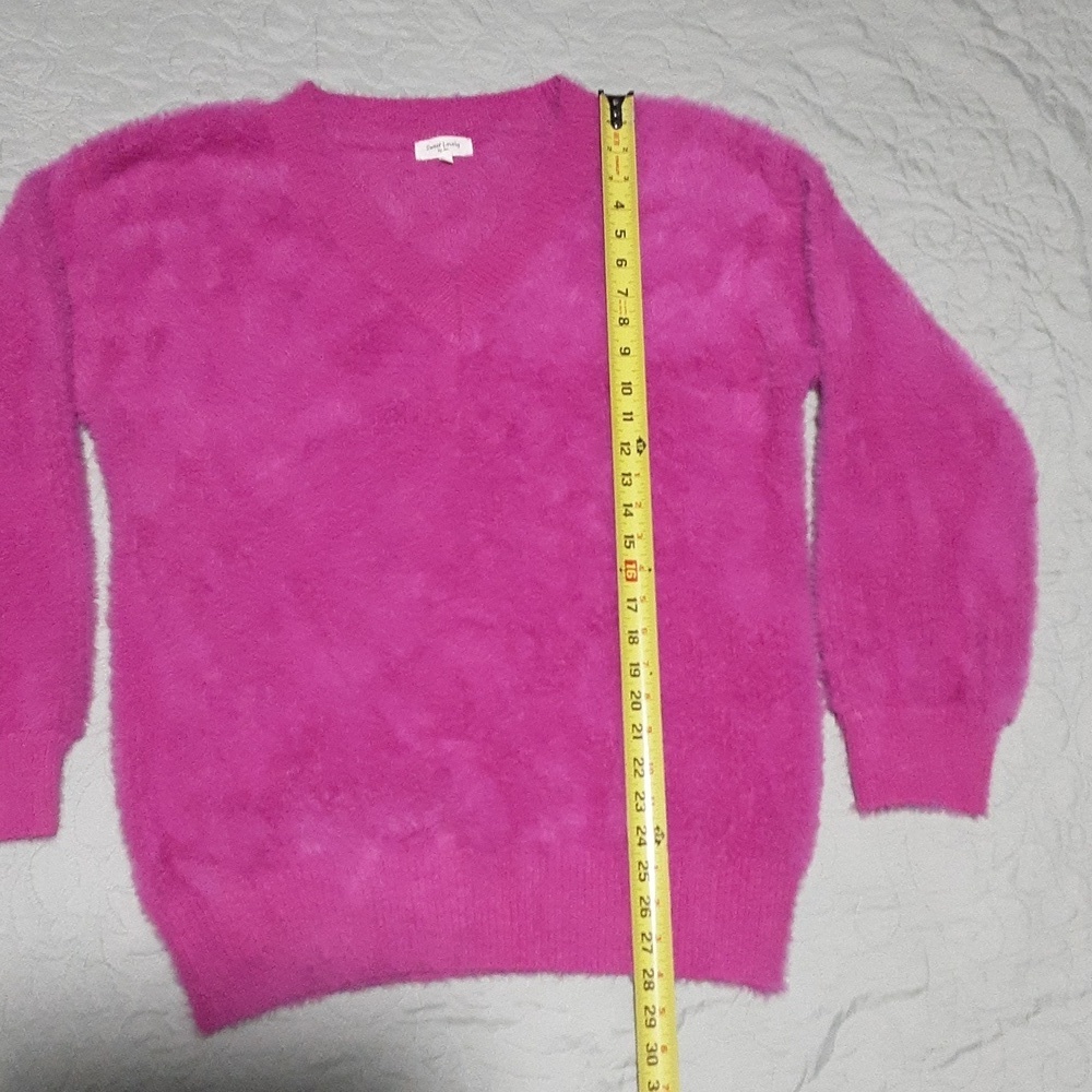Sweet Love Fuzzy Purple V-Neck Sweater Size 1XL/2XL. - Picture 2 of 10